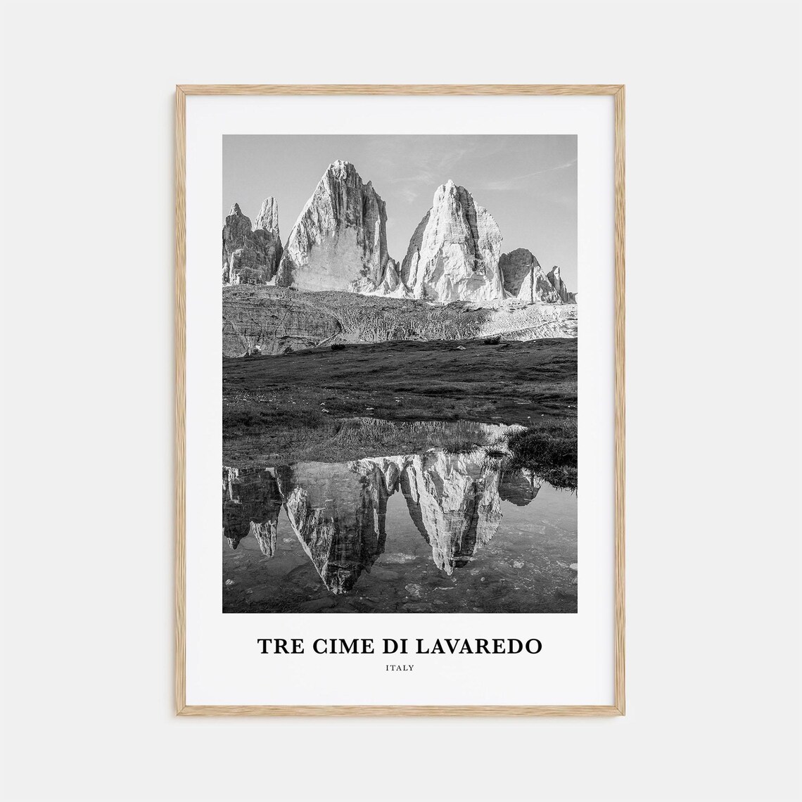 Tre Cime di Lavaredo Italy Dolomites Peaks Lake Reflection Poster