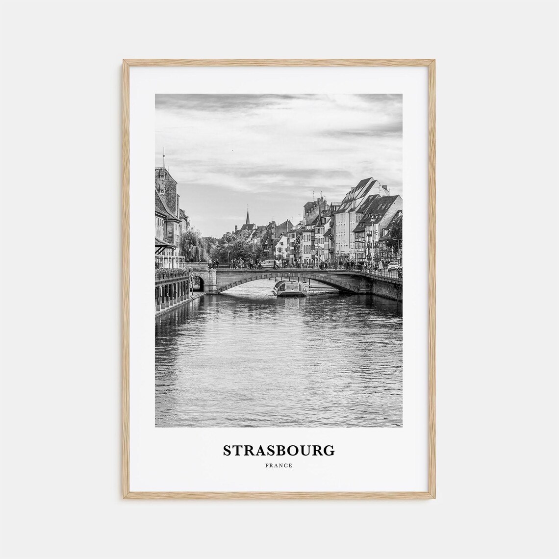 Strasbourg Ill River Bridge and Historic Old Town France Travel Poster