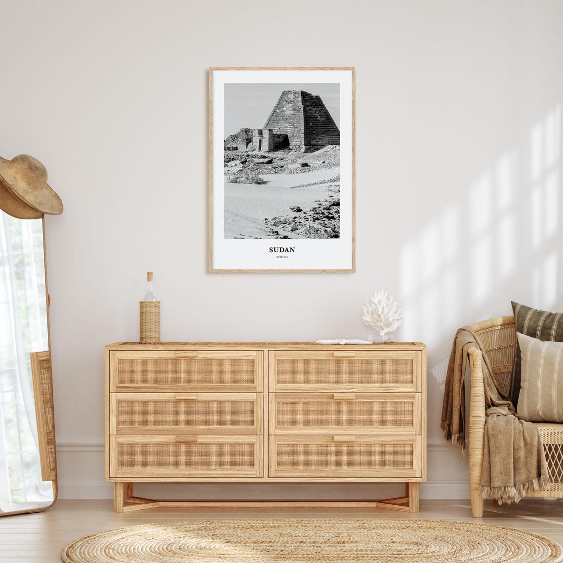 Sudan Nubian Desert Pyramid Black White Ancient Ruins Photo Poster - Image 3