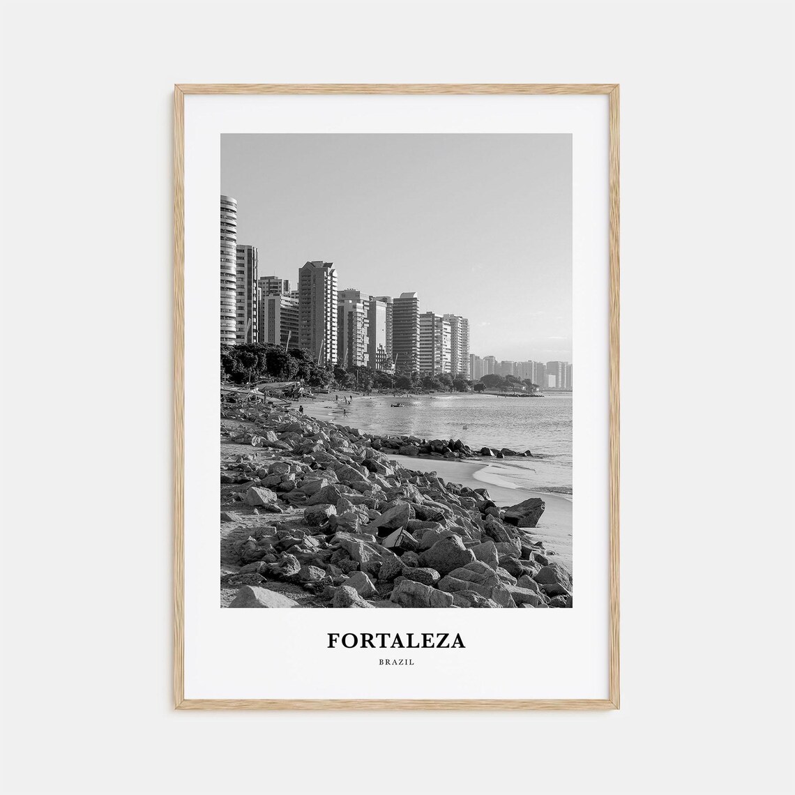 Fortaleza Brazil Rocky Shoreline Beach Black and White Poster