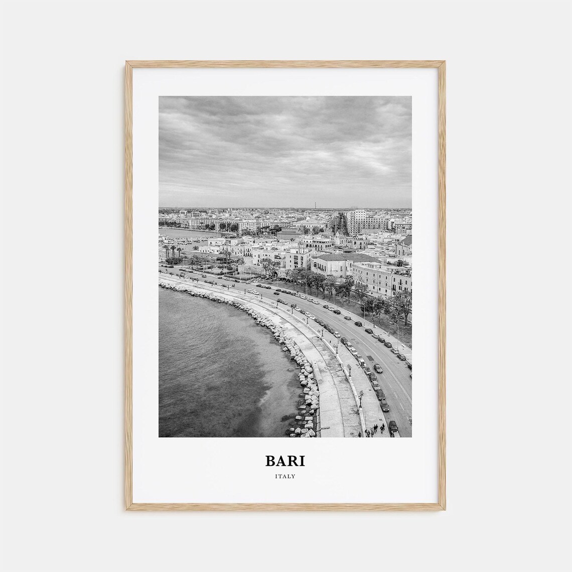 Bari Italy Aerial View Of Waterfront Promenade And Old Town Poster