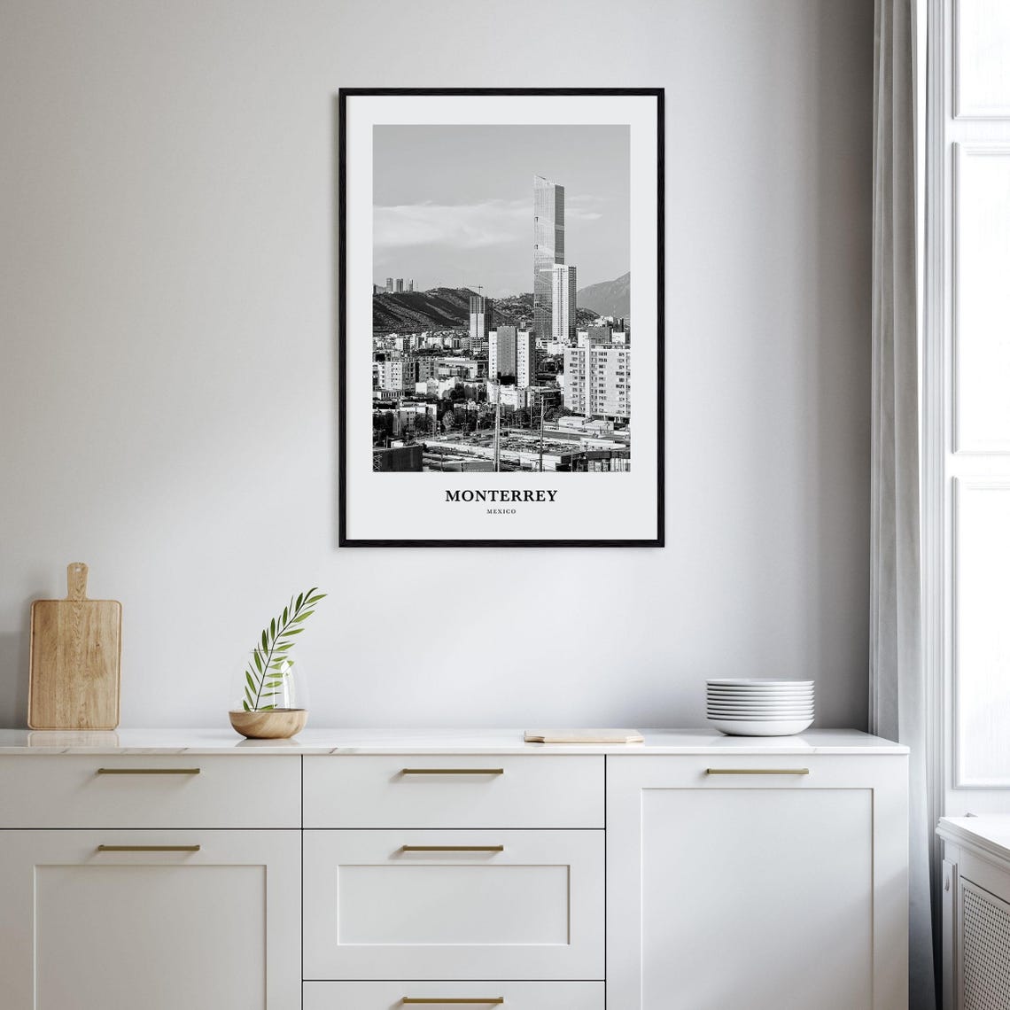 Monterrey Mexico Modern Skyline Mountain Backdrop Photo Poster - Image 2