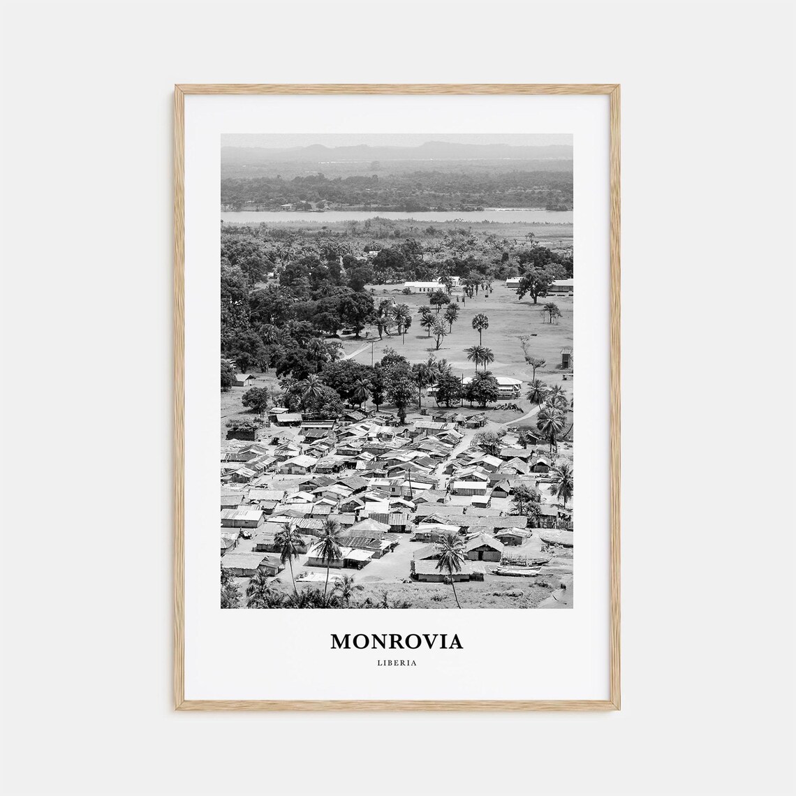 Monrovia Liberia Aerial Village Palm Trees View Photo Poster