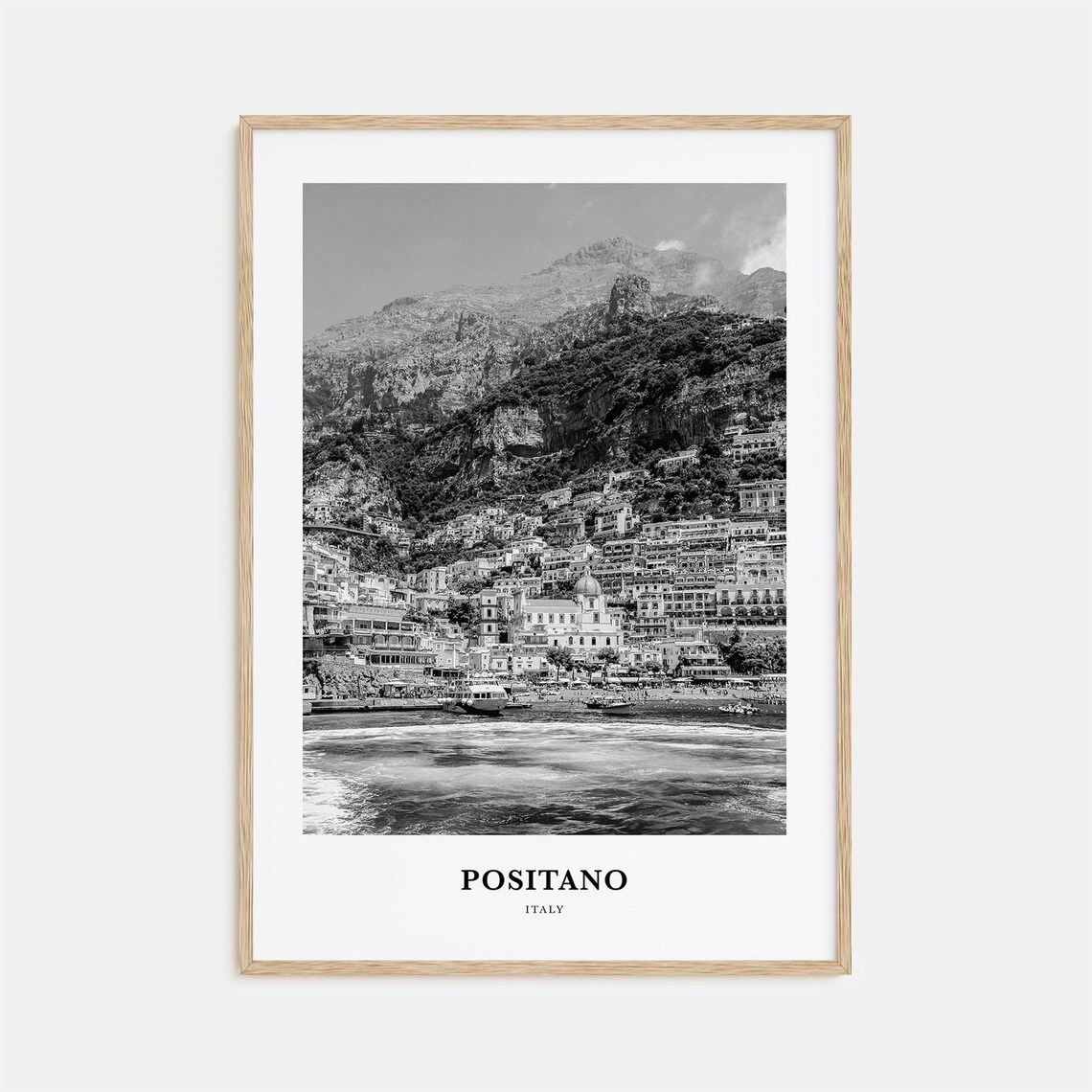 Positano Seaside Town Under Lattari Mountains From Boat Poster