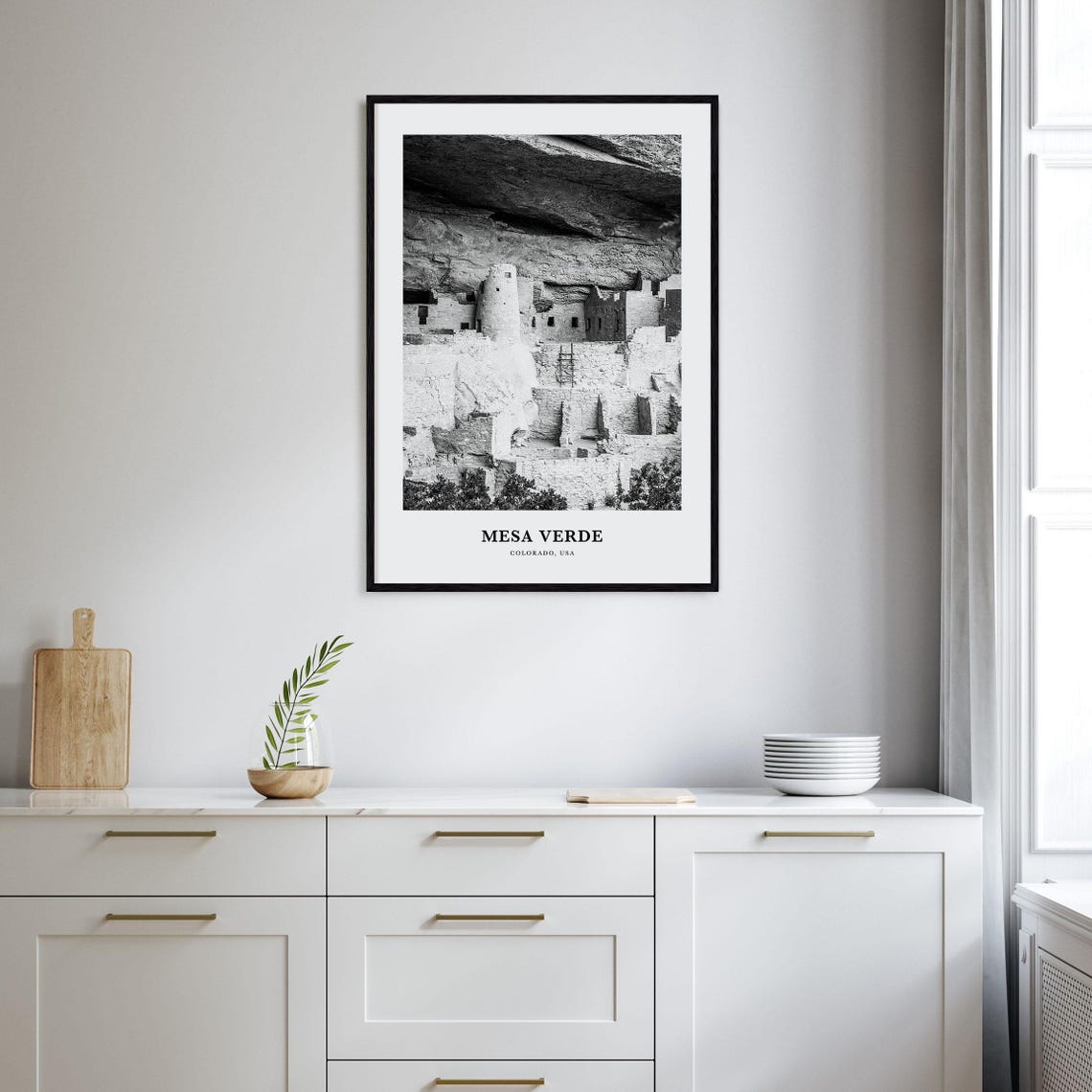 Mesa Verde Colorado Ancient Cliff Palace Ruins Black White Poster - Image 2