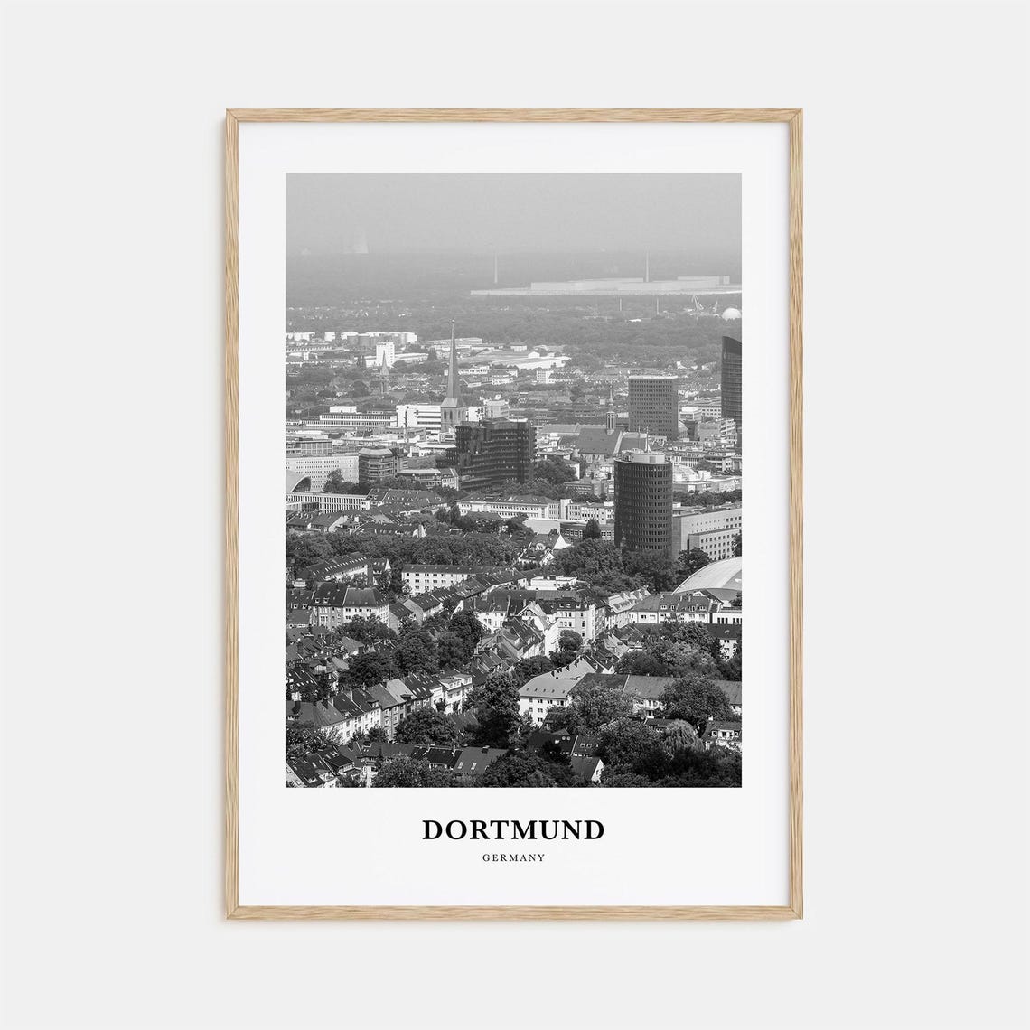 Dortmund Germany Cityscape Panoramic Skyline Black White Poster