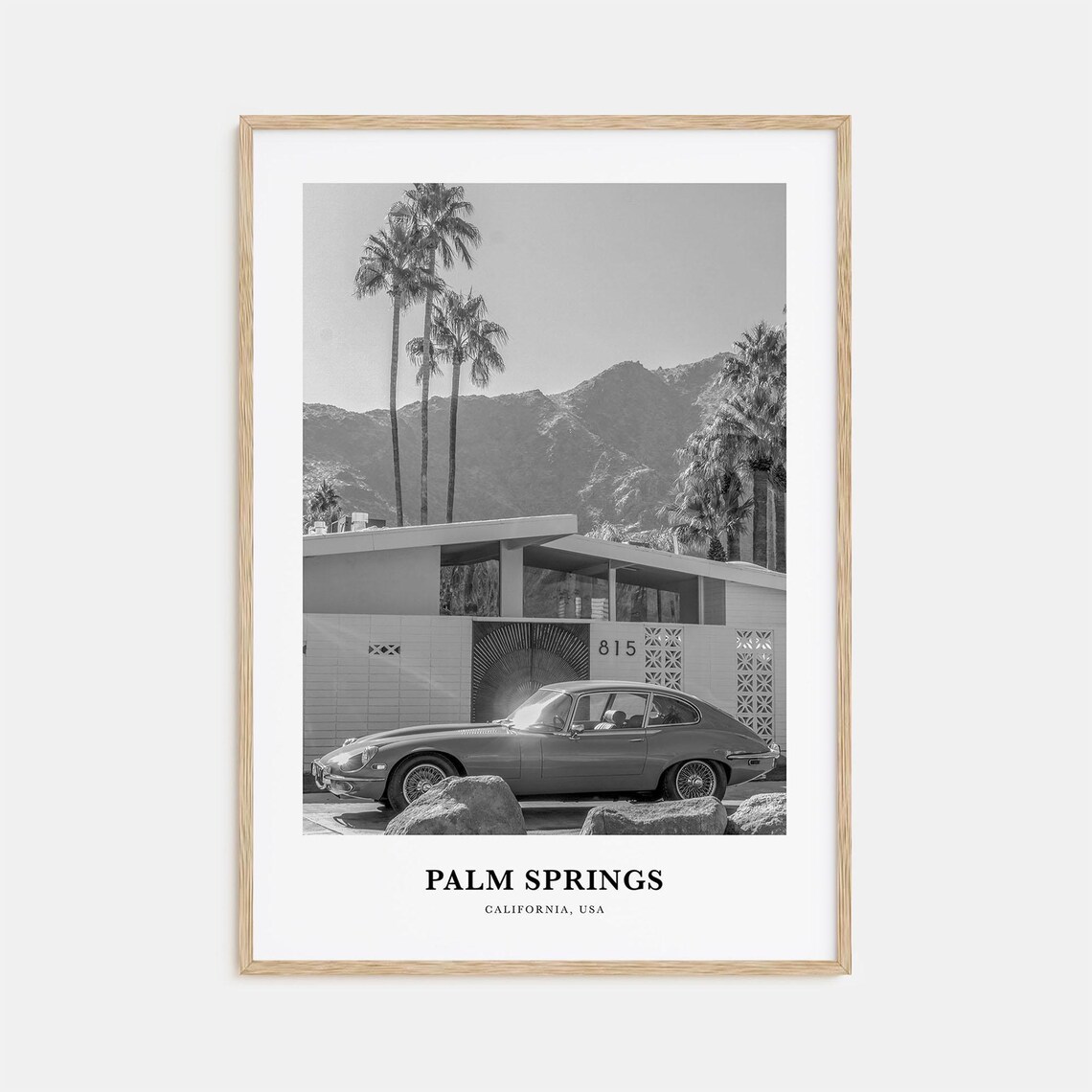 Palm Springs California Mid Century Home Vintage Car Desert Poster