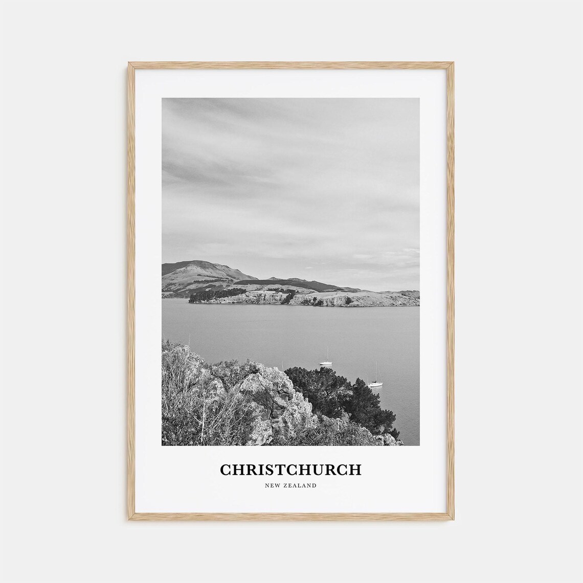 Christchurch New Zealand Harbor Sailboats Coastal View Poster