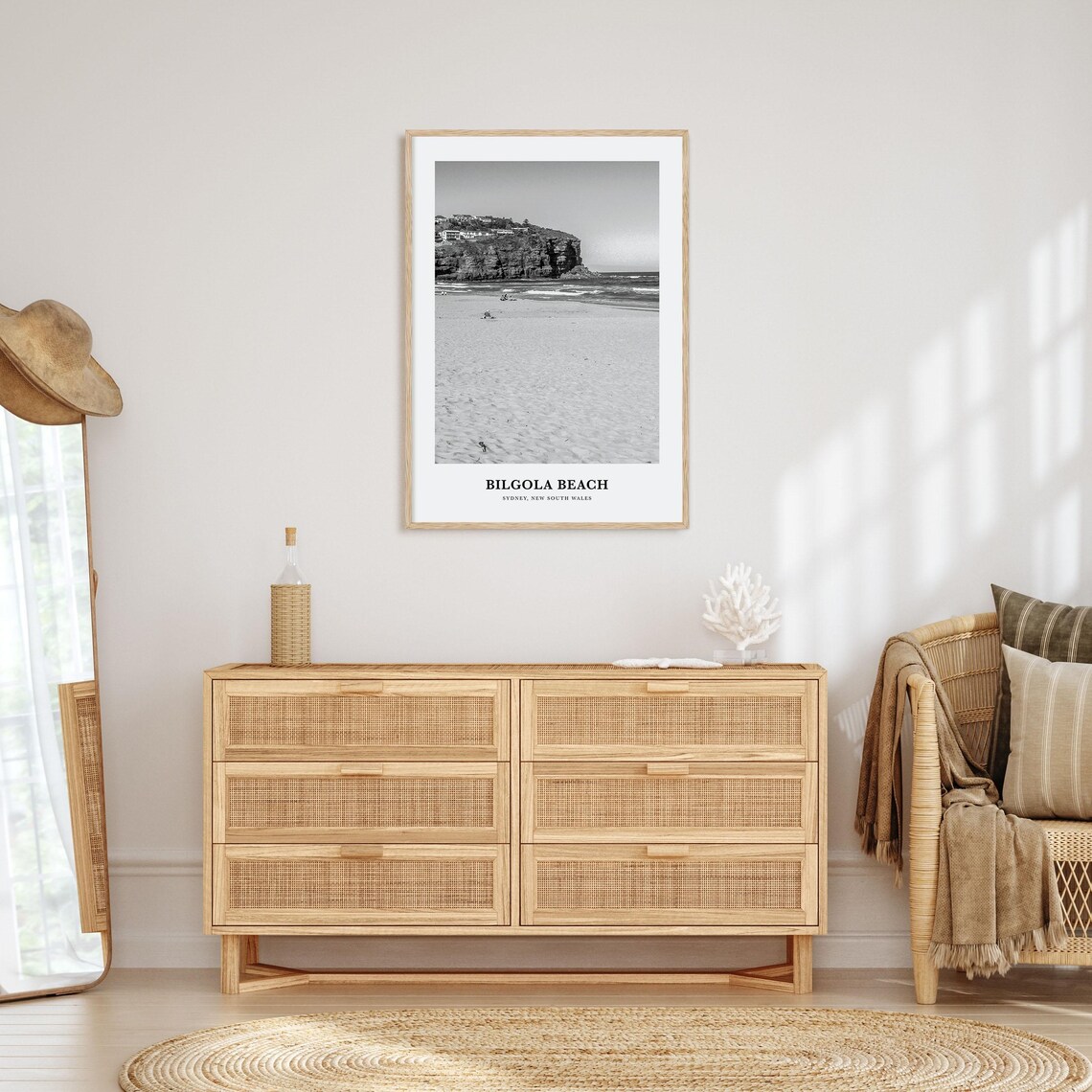 Bilgola Beach Sydney Surf Beach with Rocky Headland Art Poster - Image 3