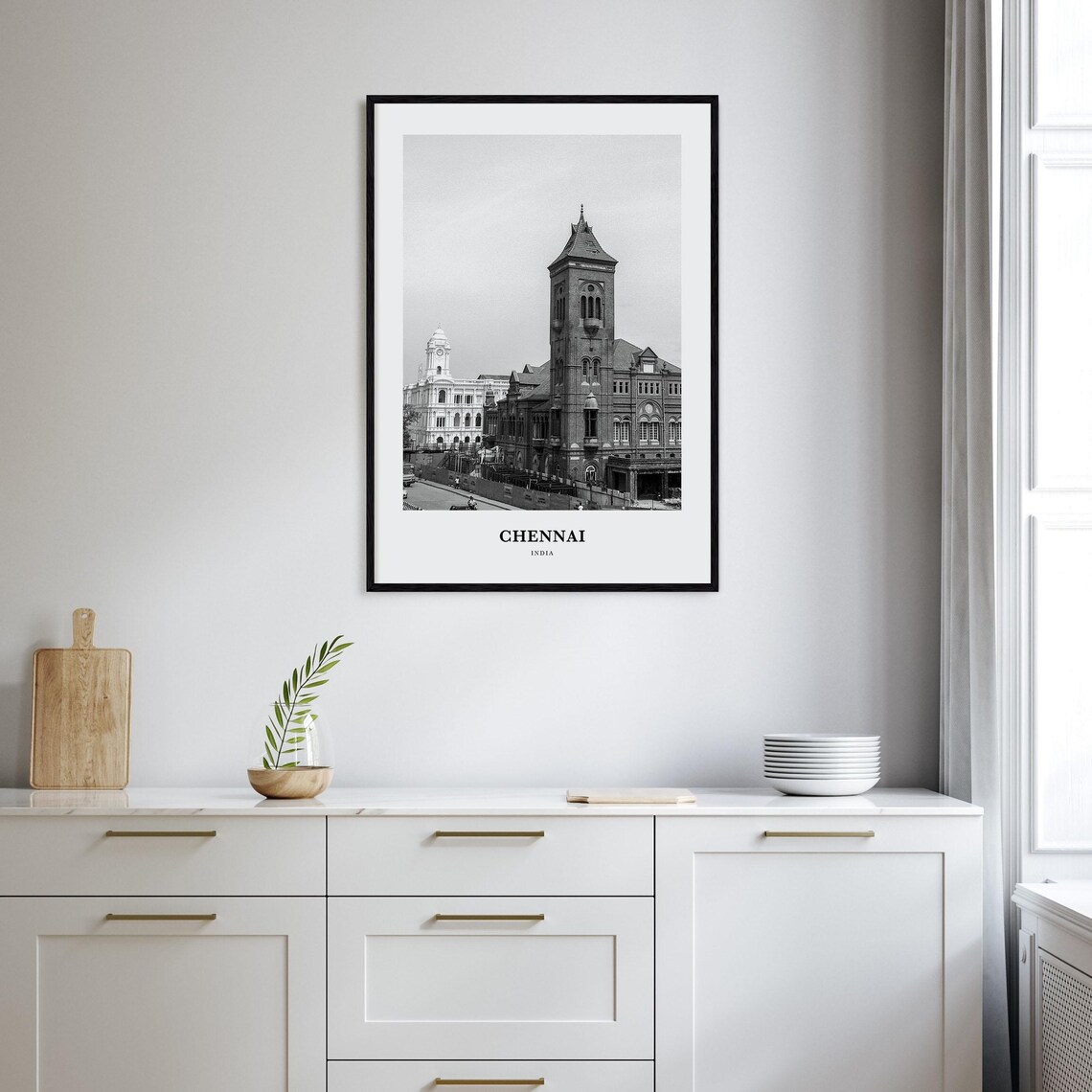 Chennai India Colonial Era Historic Buildings Street View Poster - Image 2