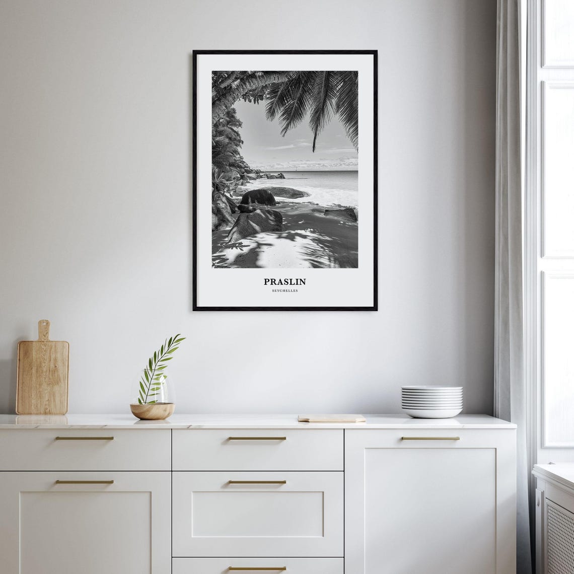 Praslin Seychelles Granite Boulder Tropical Sandy Beach Poster - Image 2