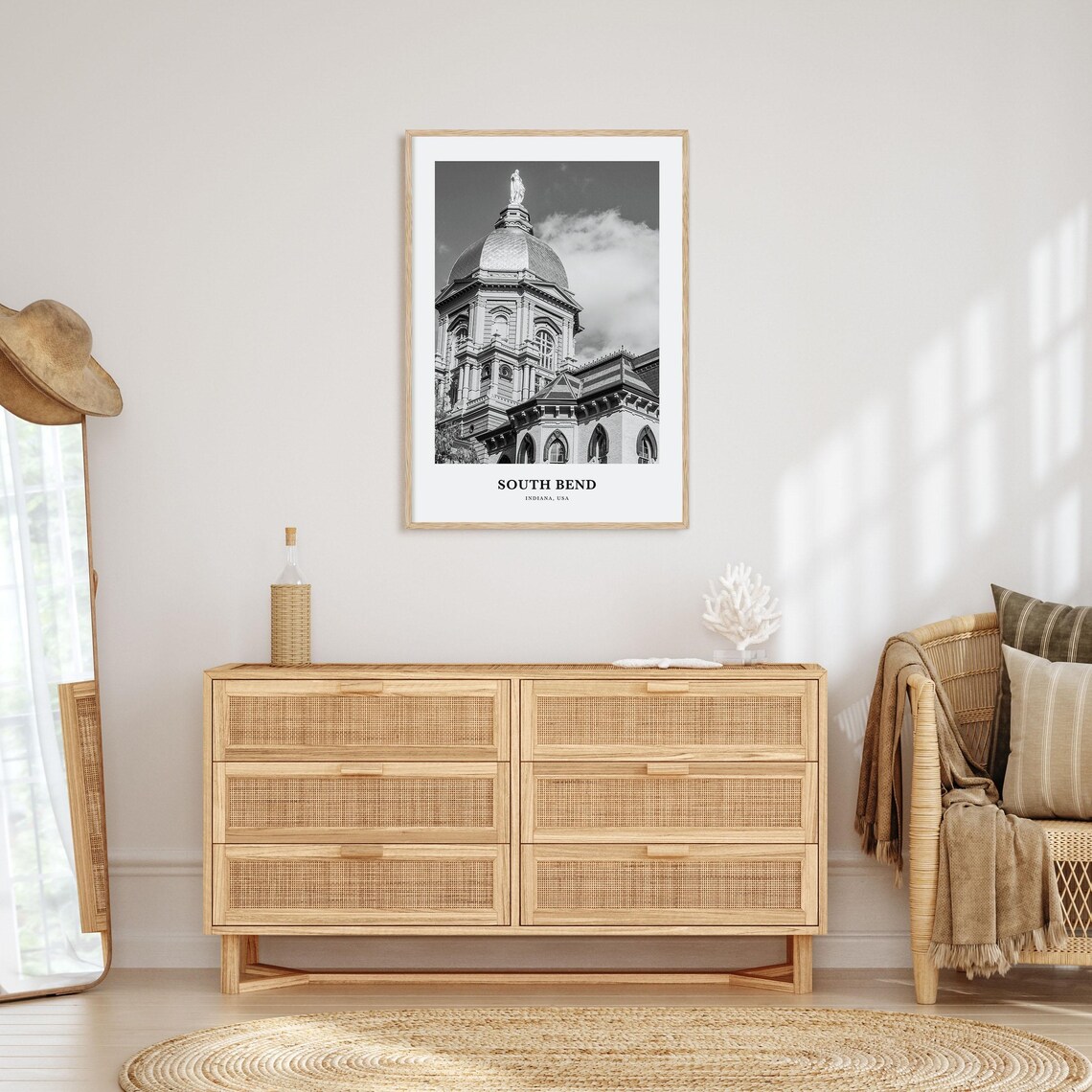 South Bend Indiana Golden Dome Landmark Black White Photo Poster - Image 3