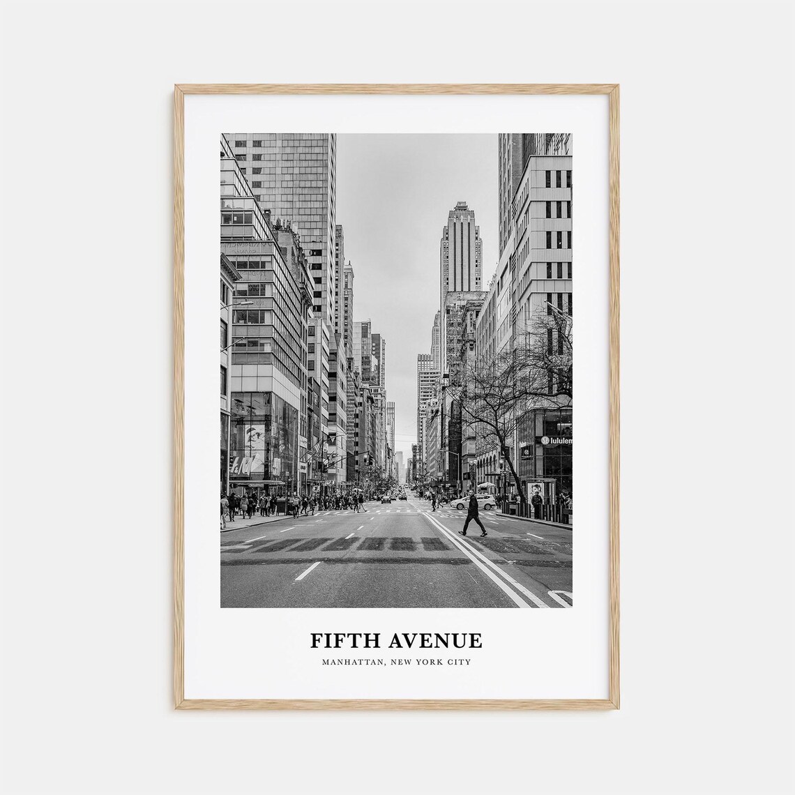 Fifth Avenue Manhattan New York City Street Black White Print