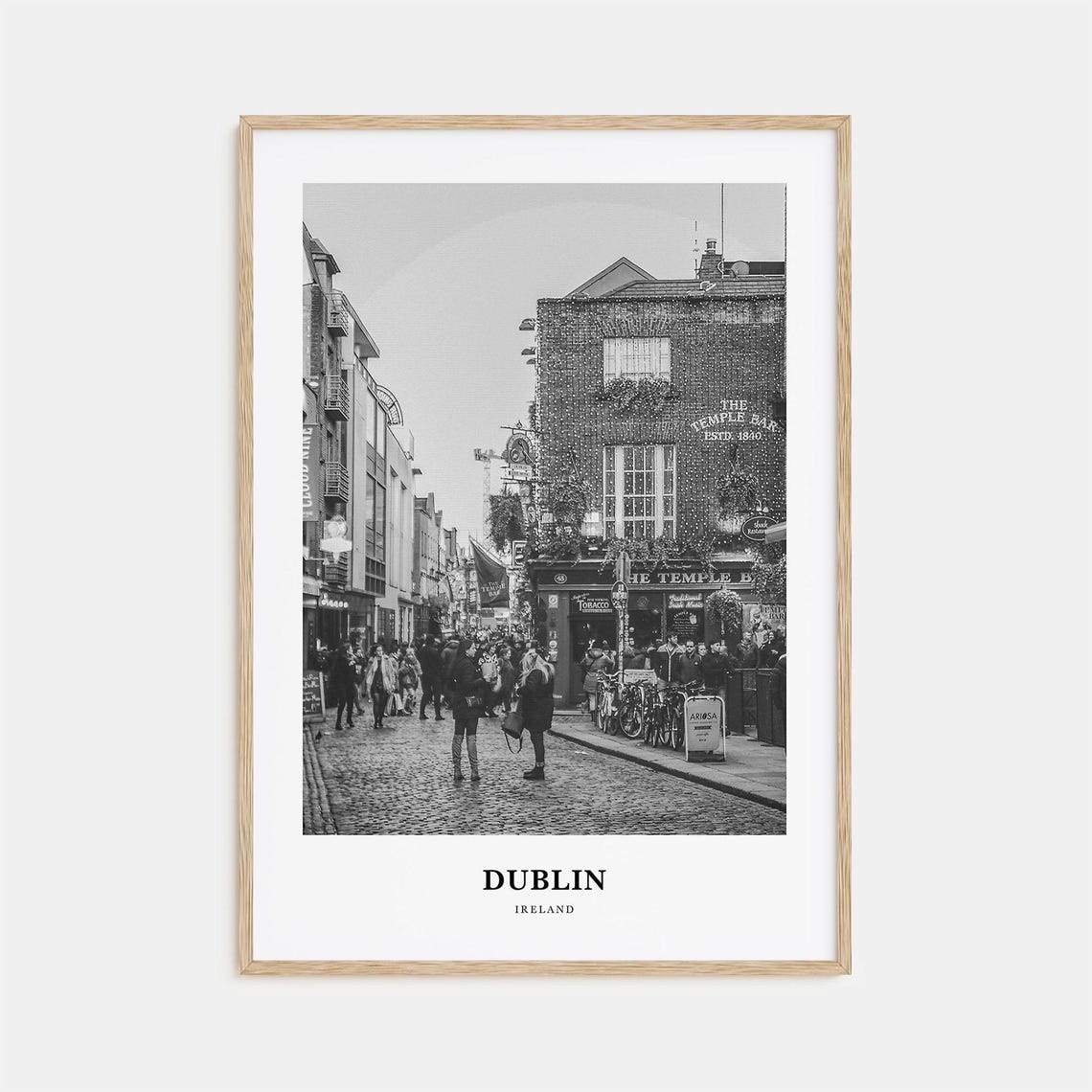 Dublin Ireland Temple Bar Street Pub Scene on Cobblestones Poster