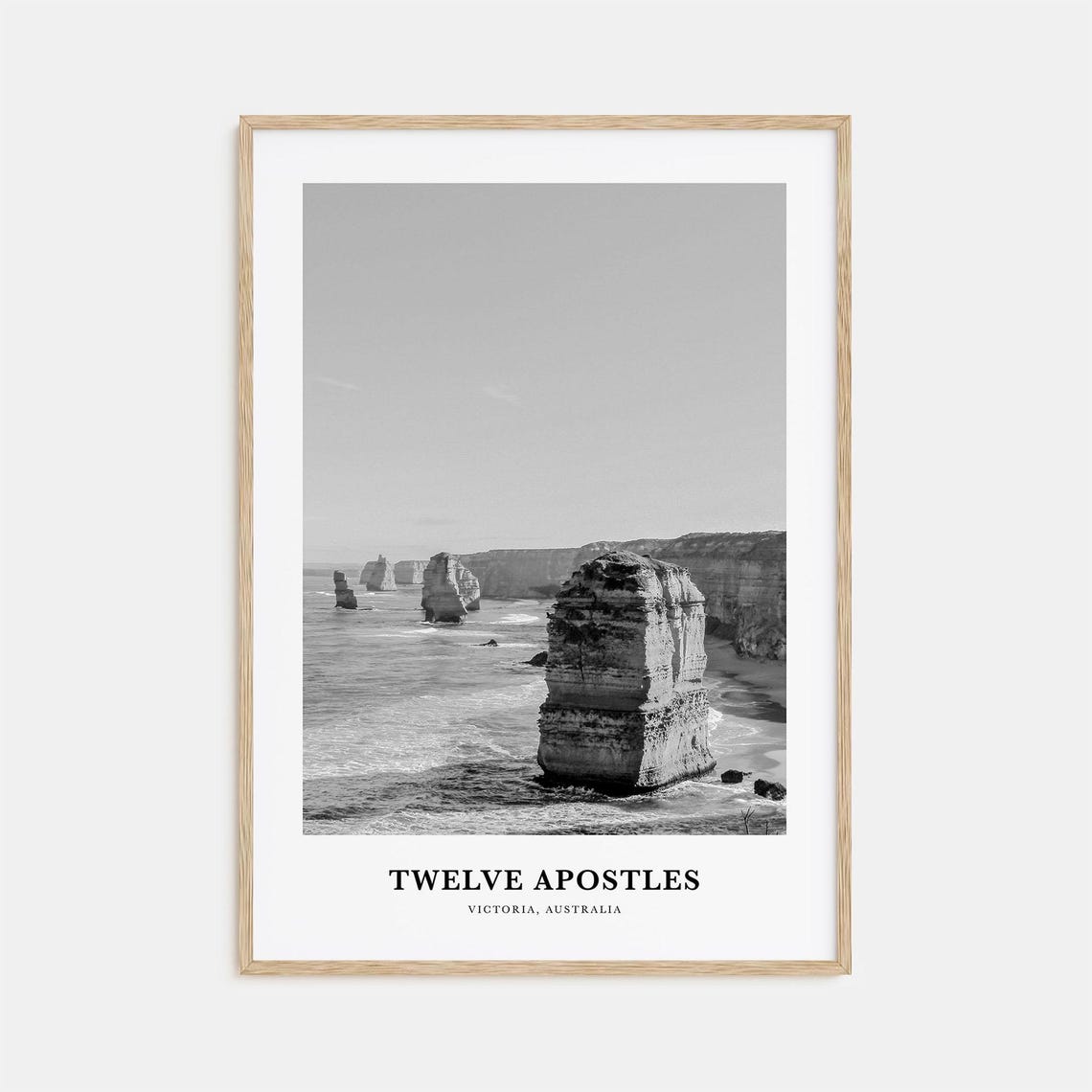 Twelve Apostles Sea Stacks Great Ocean Road Black White Poster