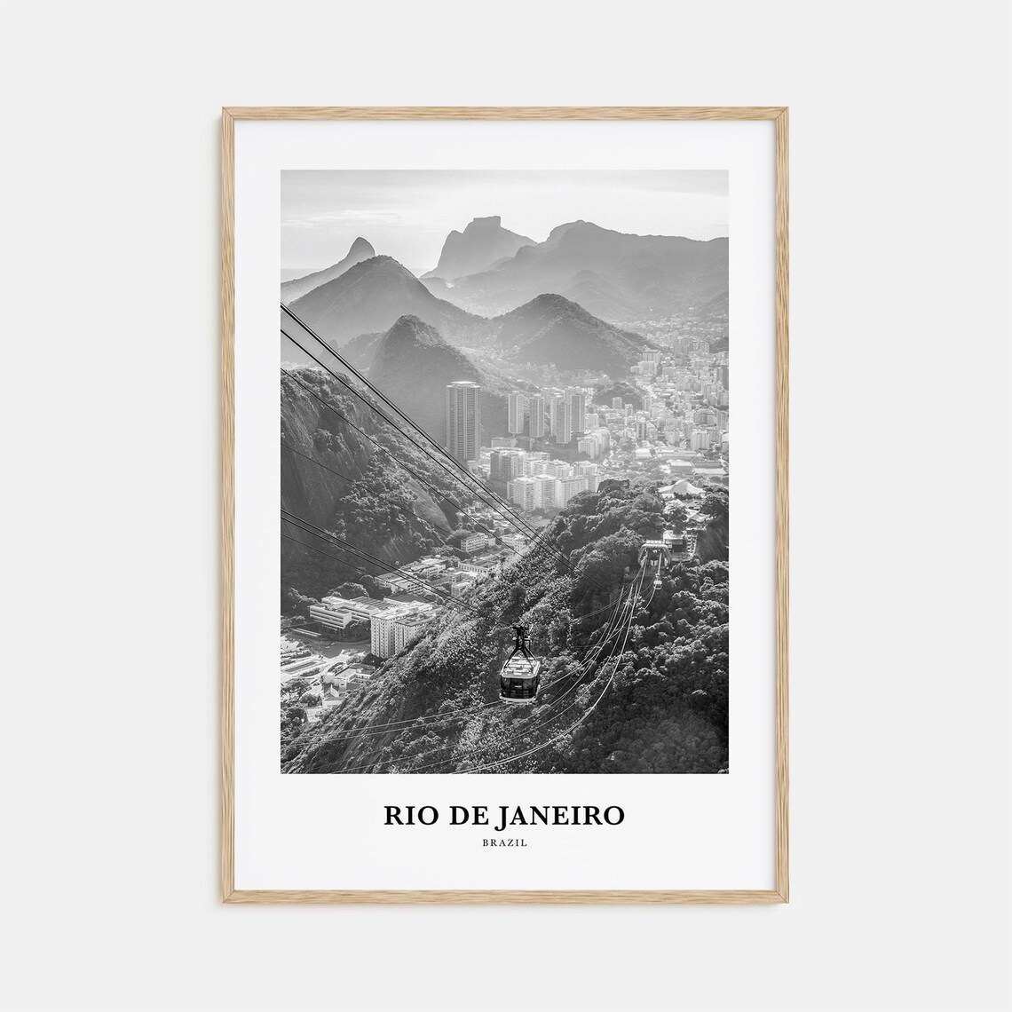 Rio De Janeiro Brazil Sugarloaf Cable Car Black White Photo Poster