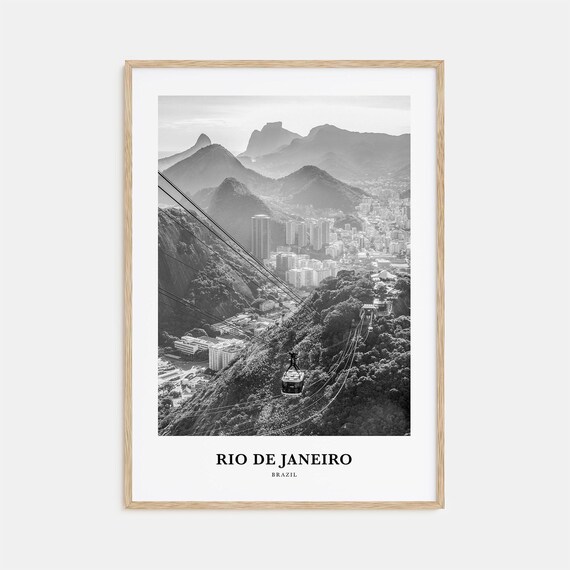 Rio De Janeiro Brazil Sugarloaf Cable Car Black White Photo Poster