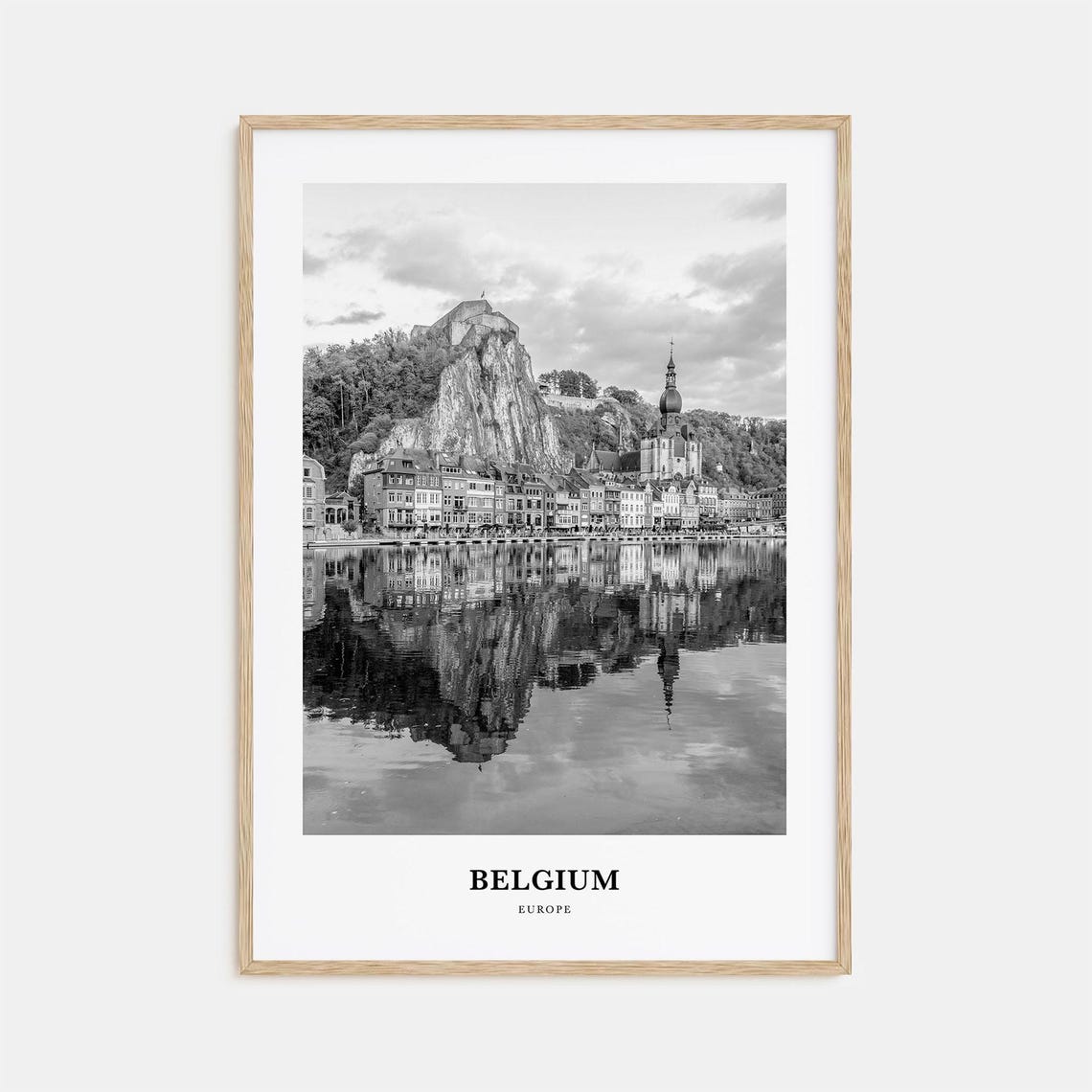 Historic Belgian Town Of Dinant Beneath Its Clifftop Citadel Poster