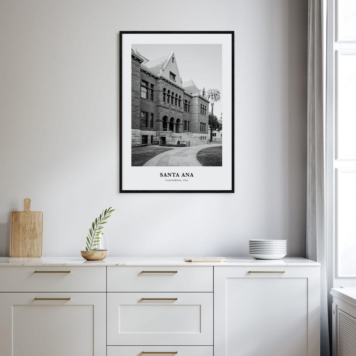 Santa Ana California Historic Courthouse Building Black White Poster - Image 2