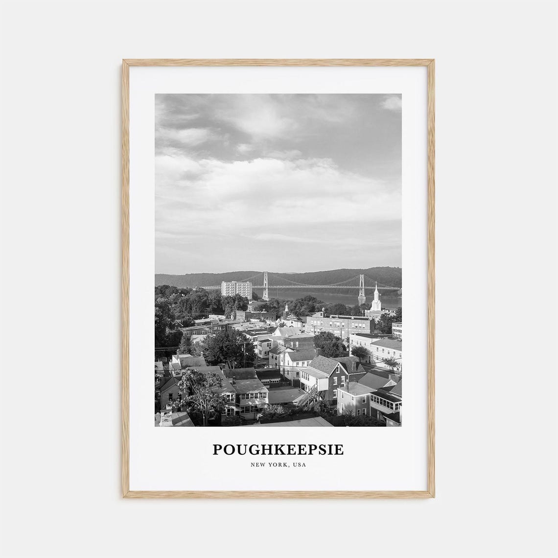 Poughkeepsie New York Hudson River Bridge Cityscape View Poster