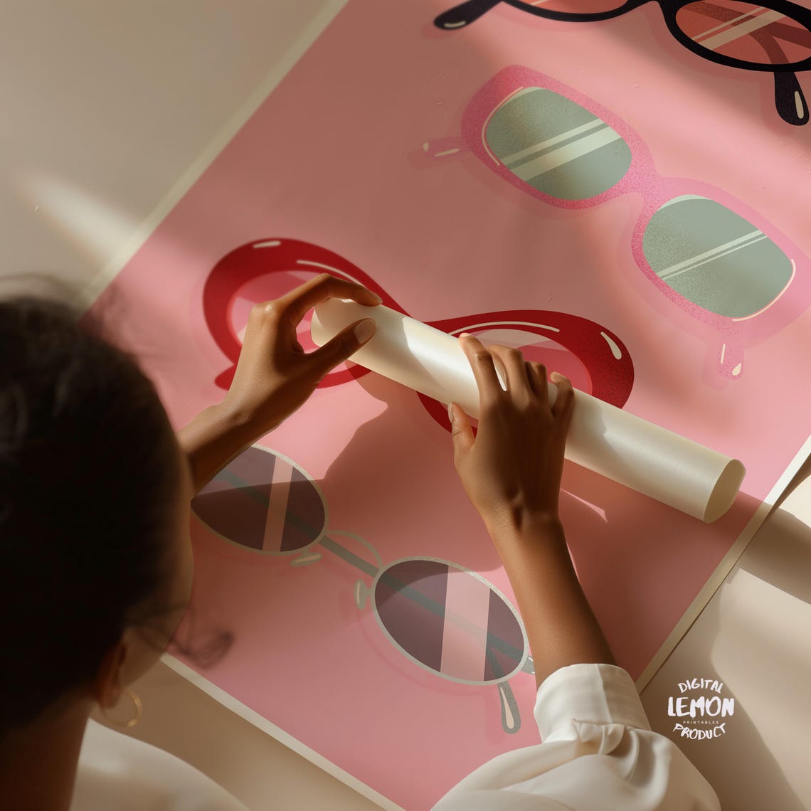 Pink Sunglasses Retro Eyewear Poster for Trendy Dorm Room Decor - Image 4
