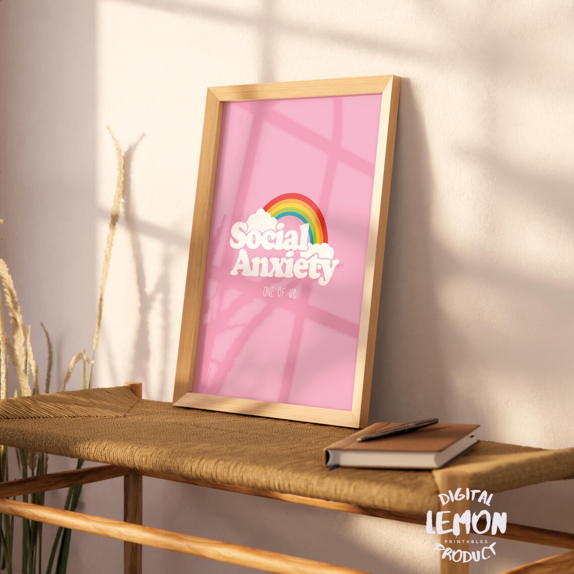 Social Anxiety One of Us Rainbow Pink Retro Funny Quote Poster - Image 2