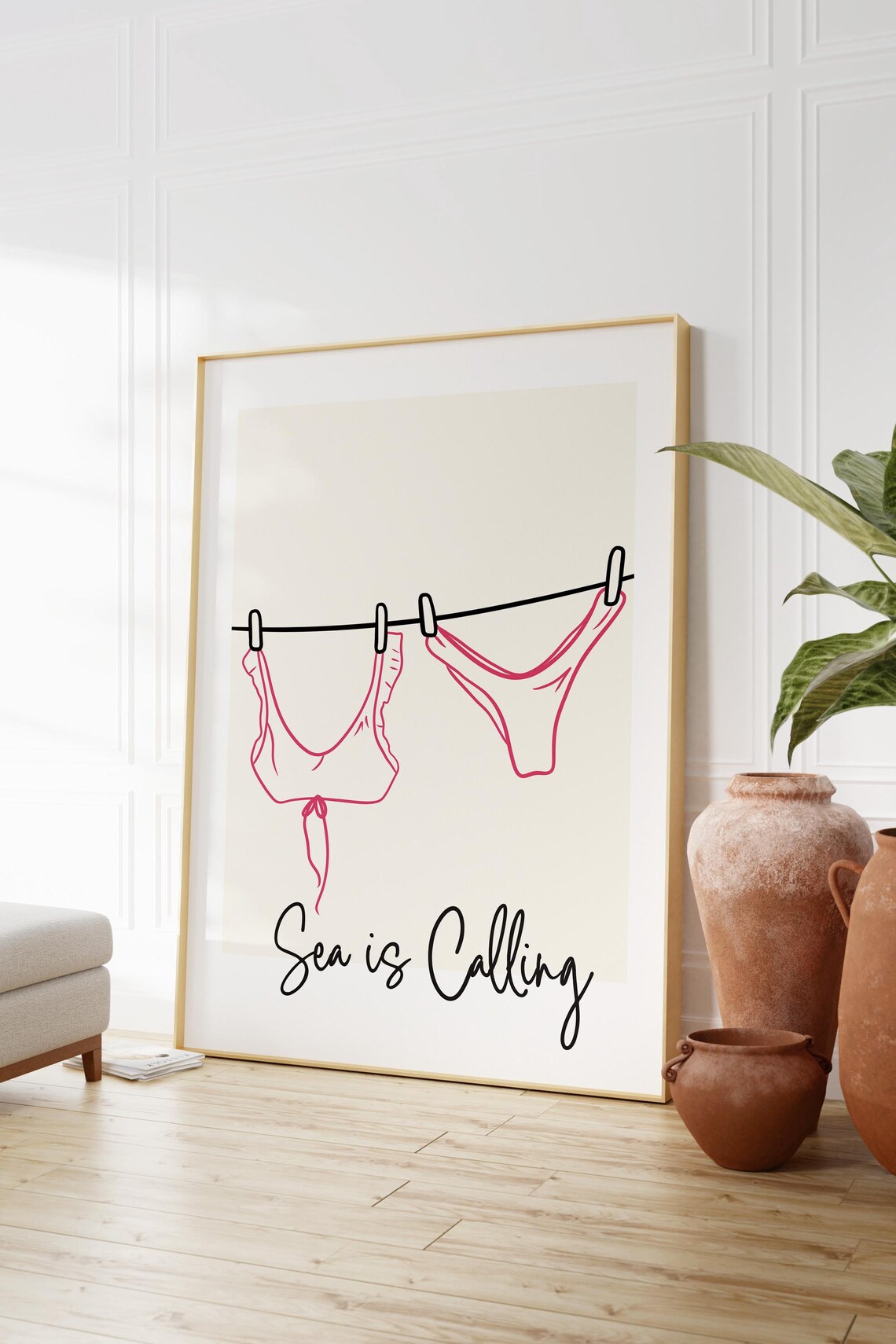 Minimalist Bikini Art, Summer Beach Line Drawing - Image 2