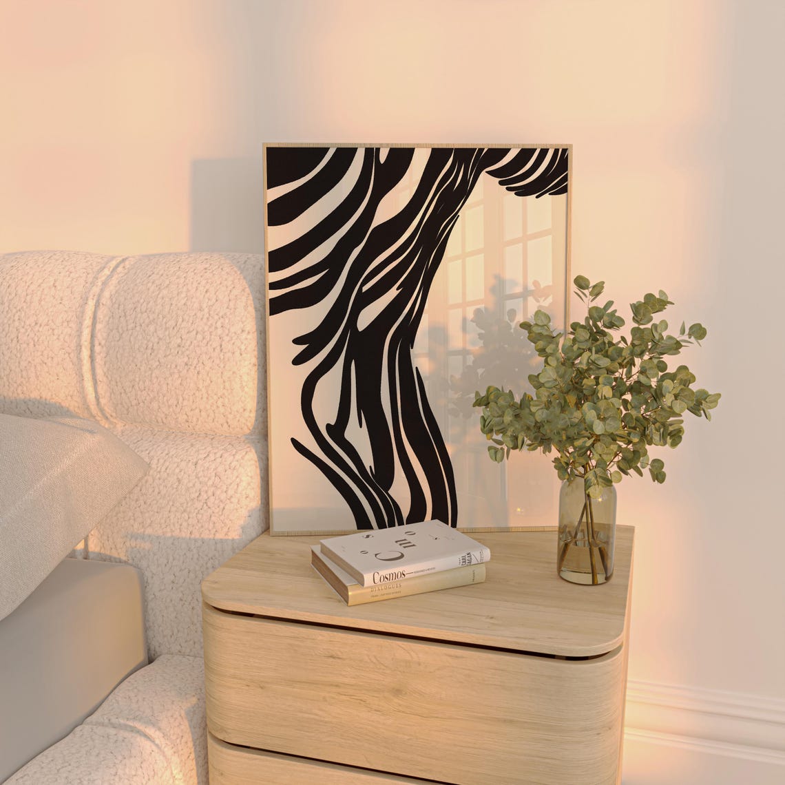 Male Torso Bold Black Brush Strokes Beige Abstract Modern Art Poster - Image 4