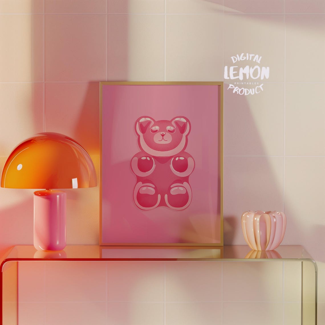 Pink Gummy Bear Sweet Candy Poster for Kids Girly Room Fun Decor - Image 3