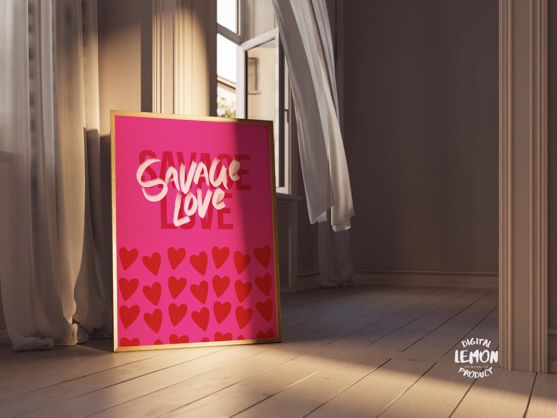 Valentines Day Savage Love Wall Art Bold Heart Design Romantic For Home Decor - Image 3