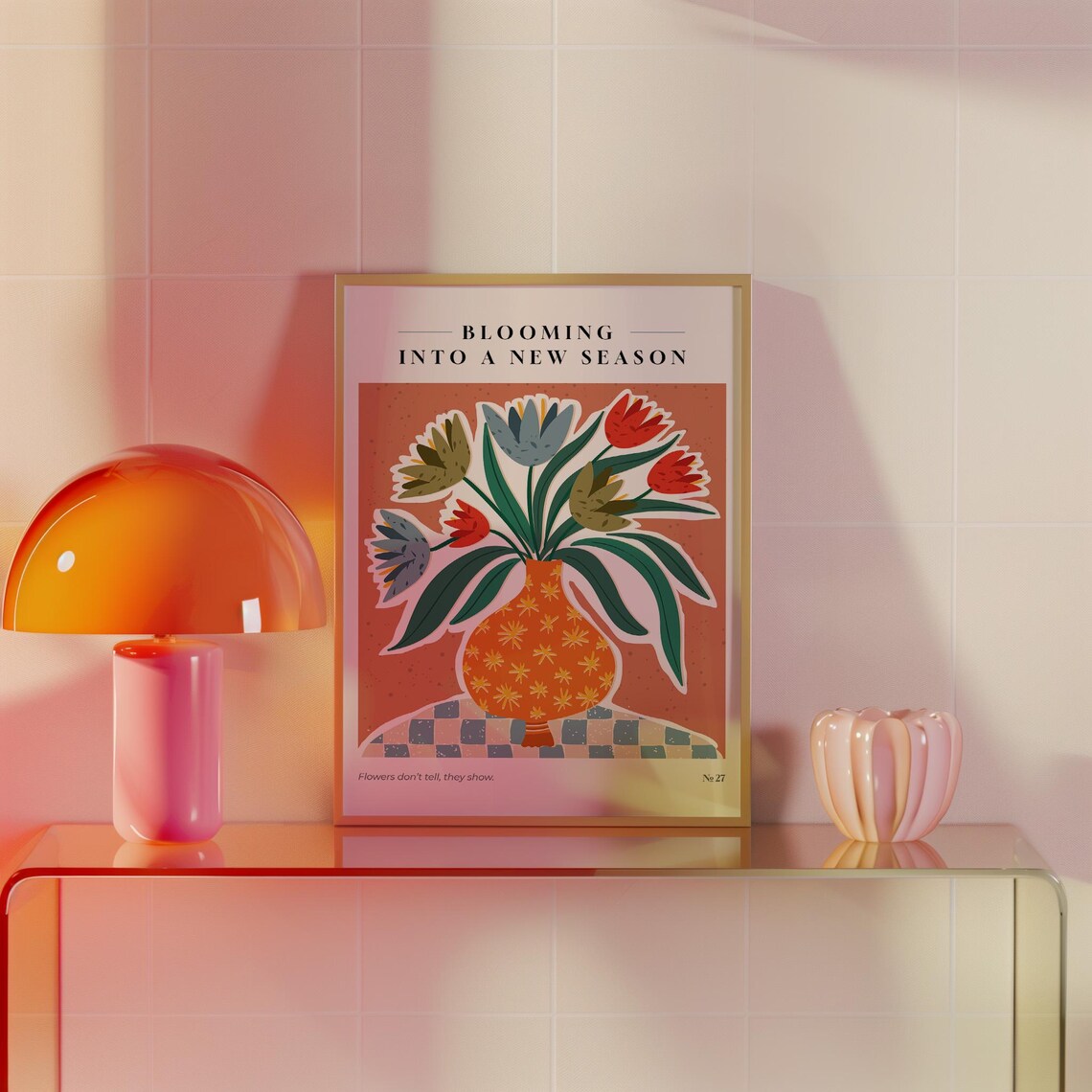 Blooming Into A New Season Tulips Orange Vase Gallery Floral Poster - Image 3
