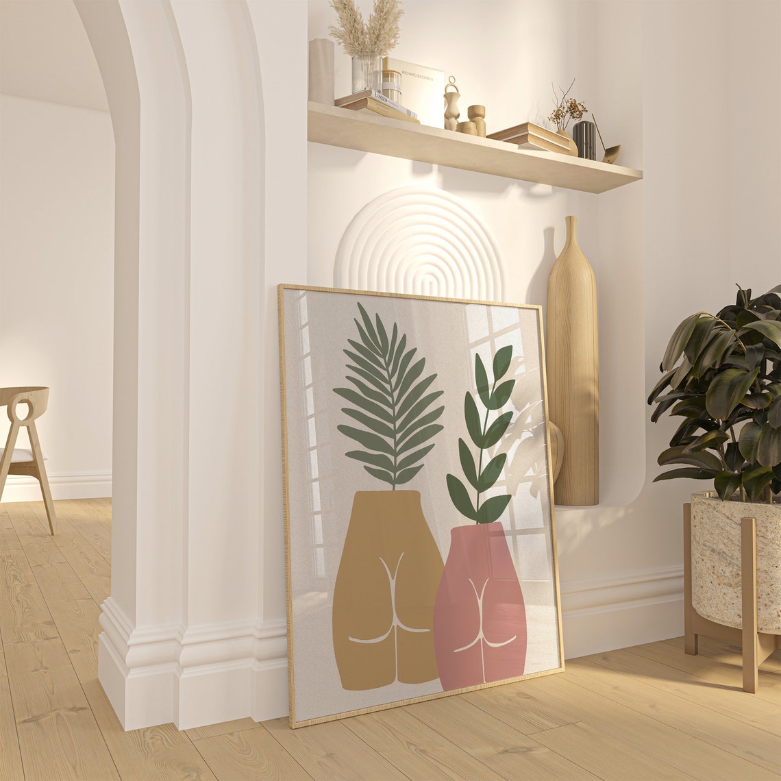Woman Body Vase Planters Terracotta Boho Botanical Art Poster - Image 2