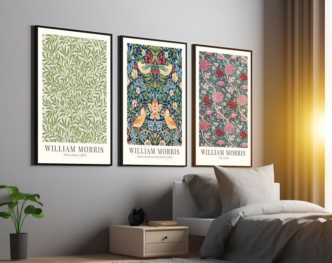 William Morris Set of 3 Vintage Botanical Pattern Art Print Set