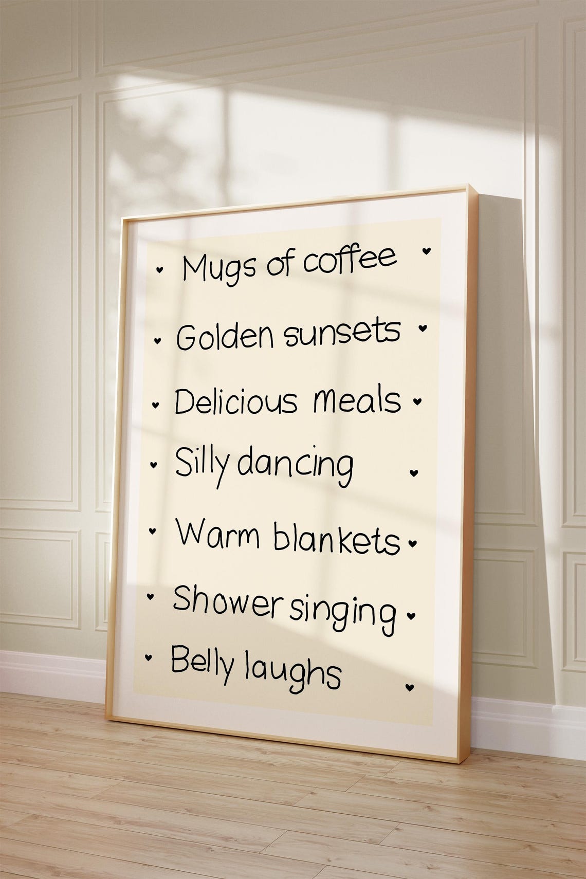 Daily Gratitude List Uplifting Handwritten Quote Typography Wall Art