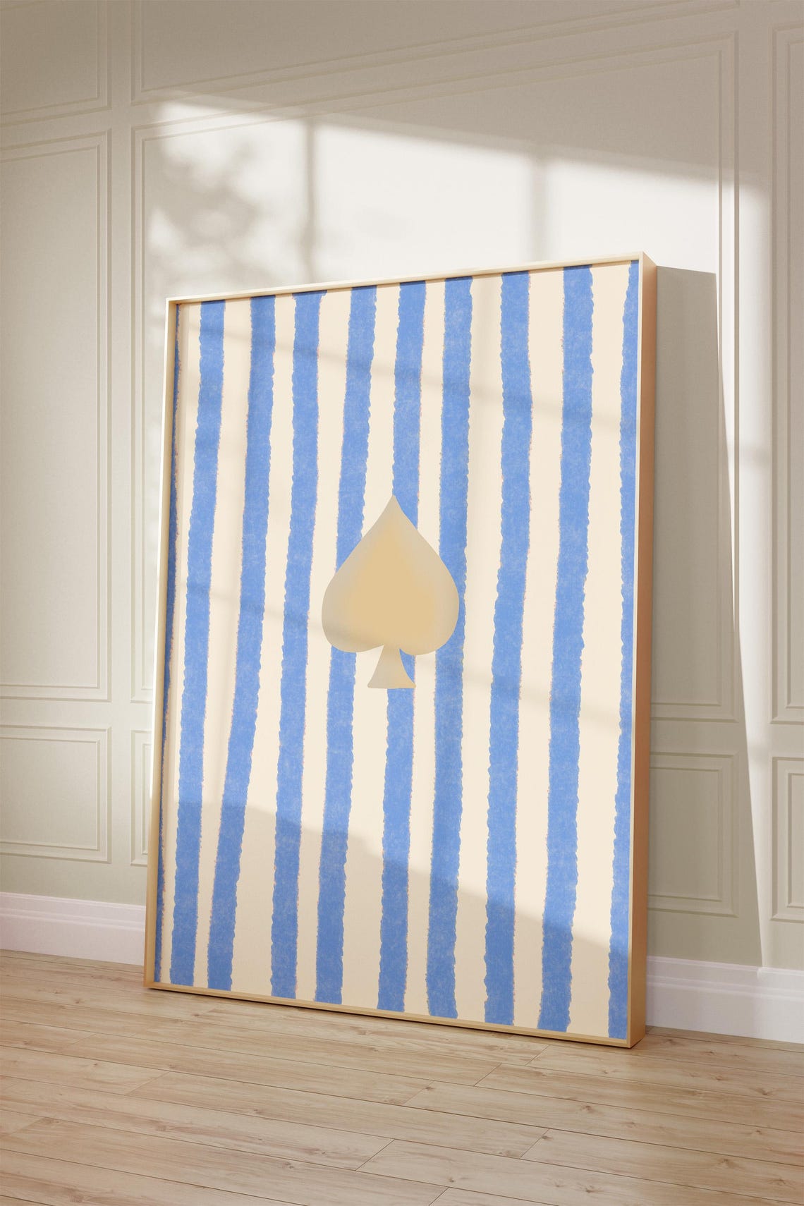 Ace of Spades Blue Striped Preppy Minimalist Modern Art Print