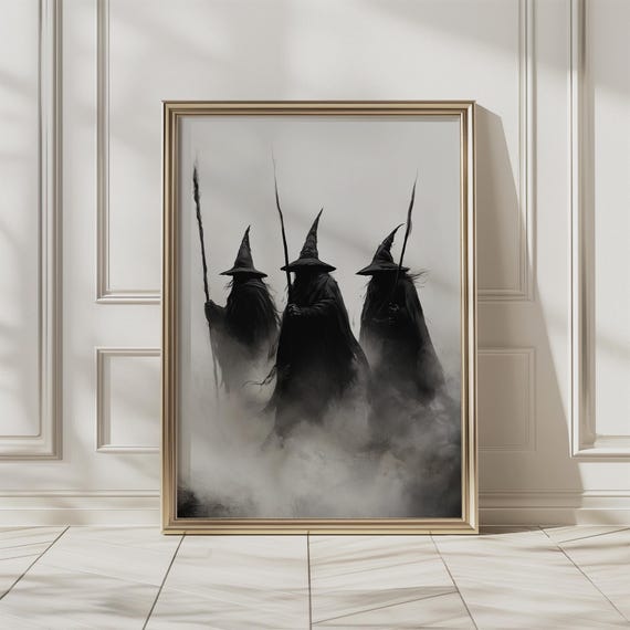 Three Witches Halloween Wall Art Decor Witchy Prints Vintage Witch