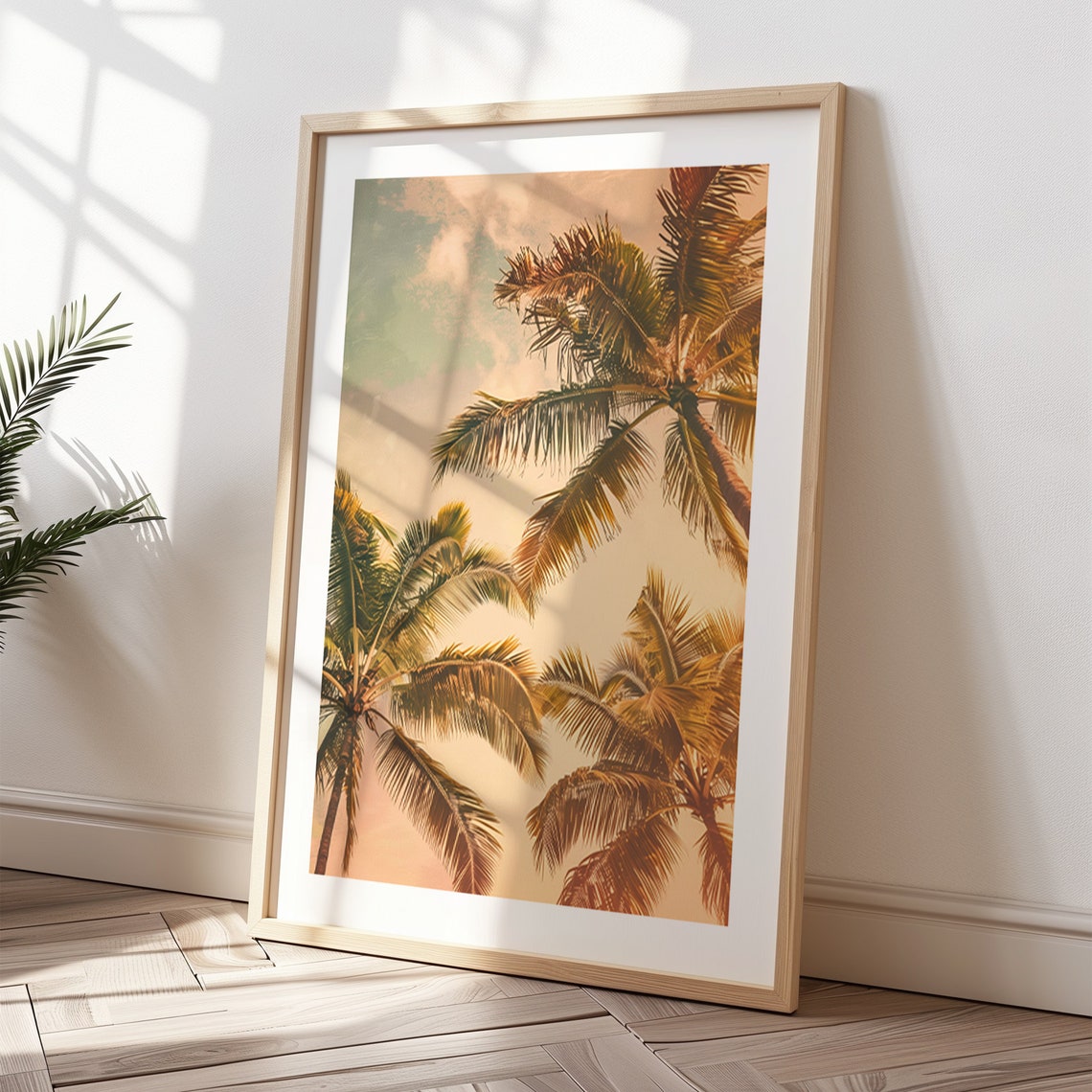 Golden Hour Palm Trees At Sunset Warm Tropical Photo Poster Art