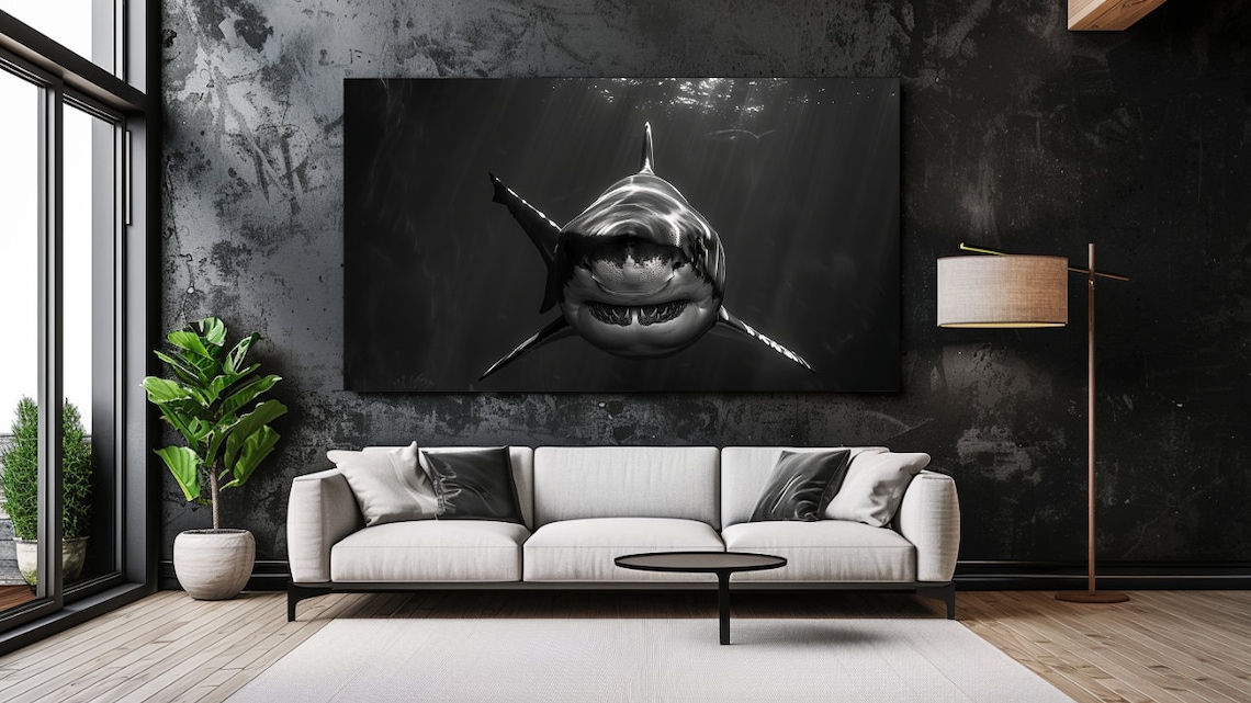 Shark Black and White Animal Print, Home Decor