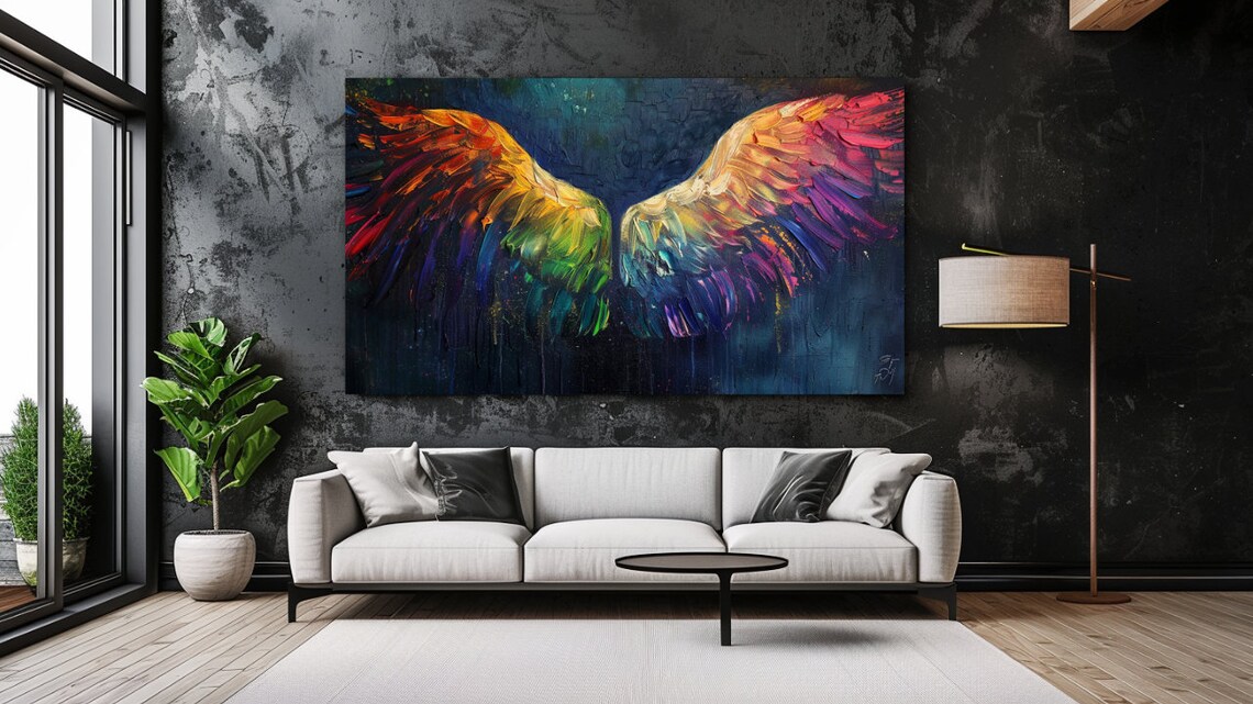 Rainbow Angel Wings Abstract Design Art Print