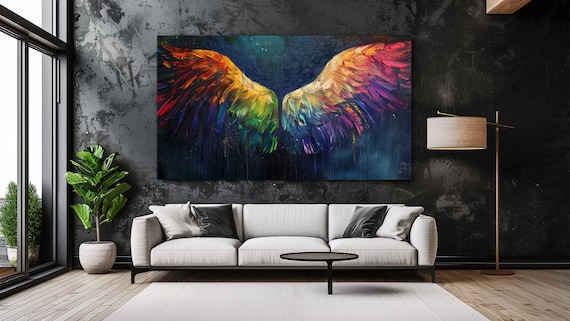 Rainbow Angel Wings Abstract Design Art Print