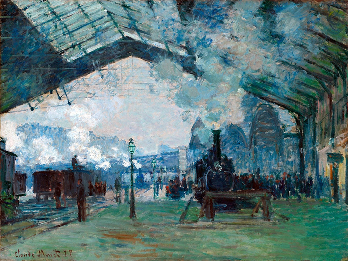 Claude Monet Normandy Train Gare Saint Lazare 1877 Station Poster - Image 2
