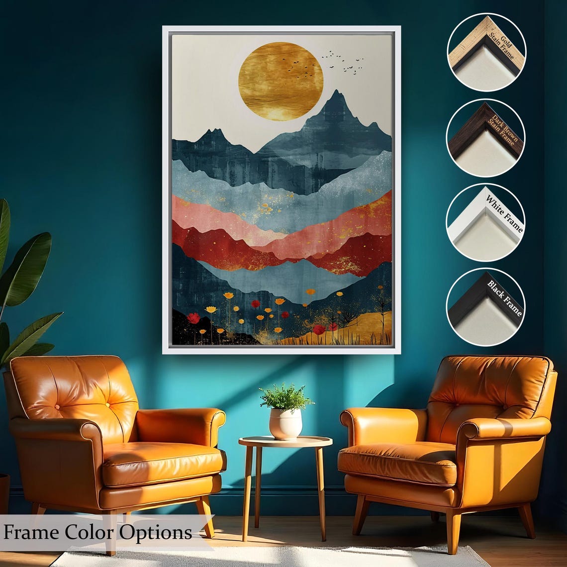 Sunset Above The Mountains Painting Landscape Wall Table Nature Decor Nature Art Nature Wall Decor - Image 2