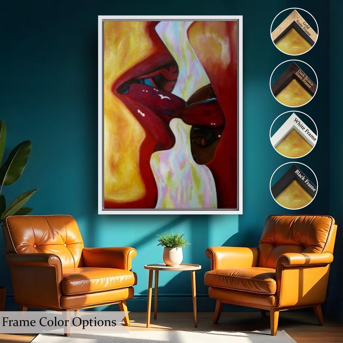 Bold Red Lips Abstract Kiss Close-Up Sensual Modern Art Poster - Image 2