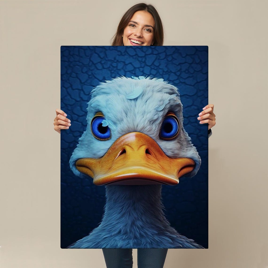 Cute Duck Close-Up Blue Eyes Funny Whimsical Animal Art Poster - Image 4