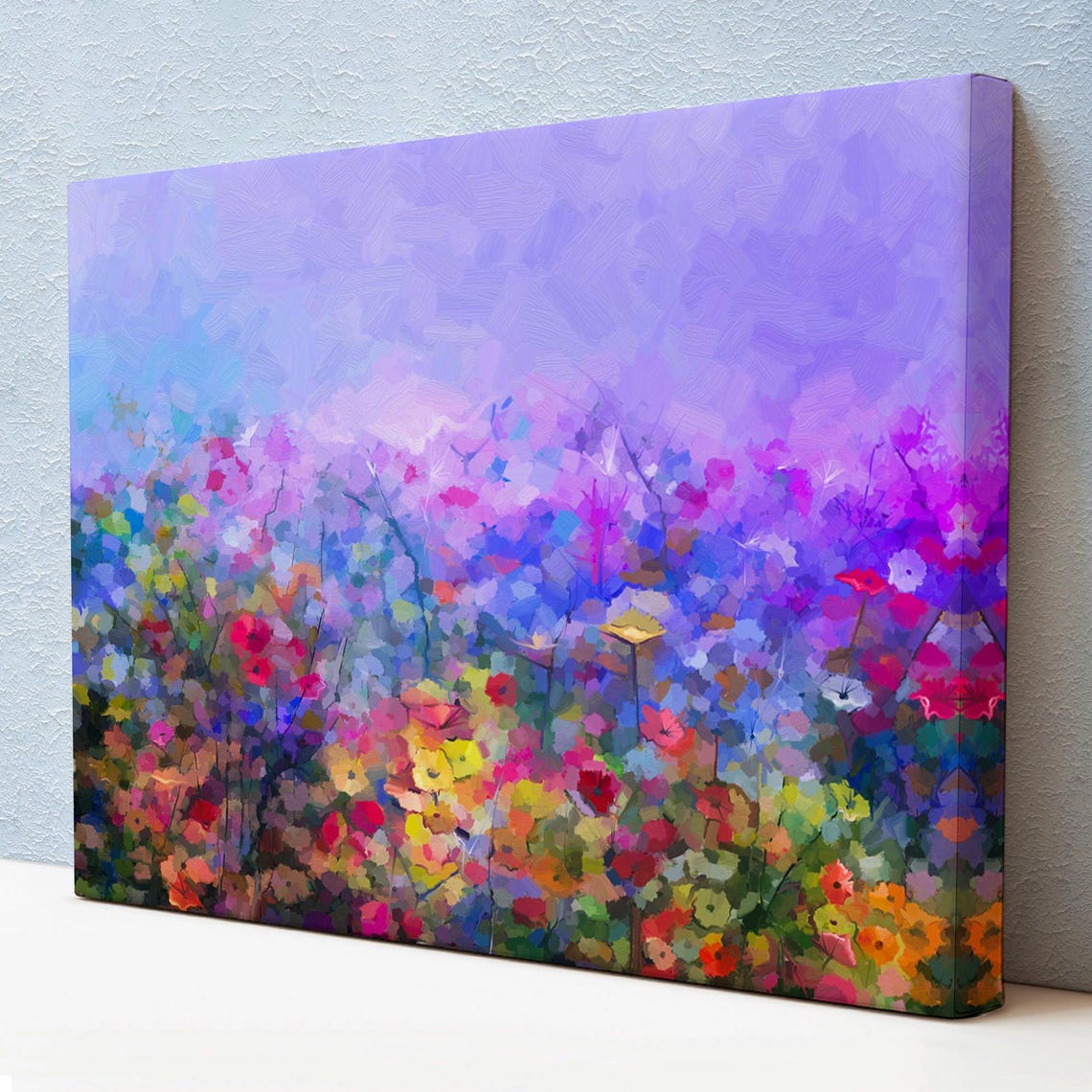 Wildflower Meadow Impressionist Purple Pink Bloom Floral Art Poster