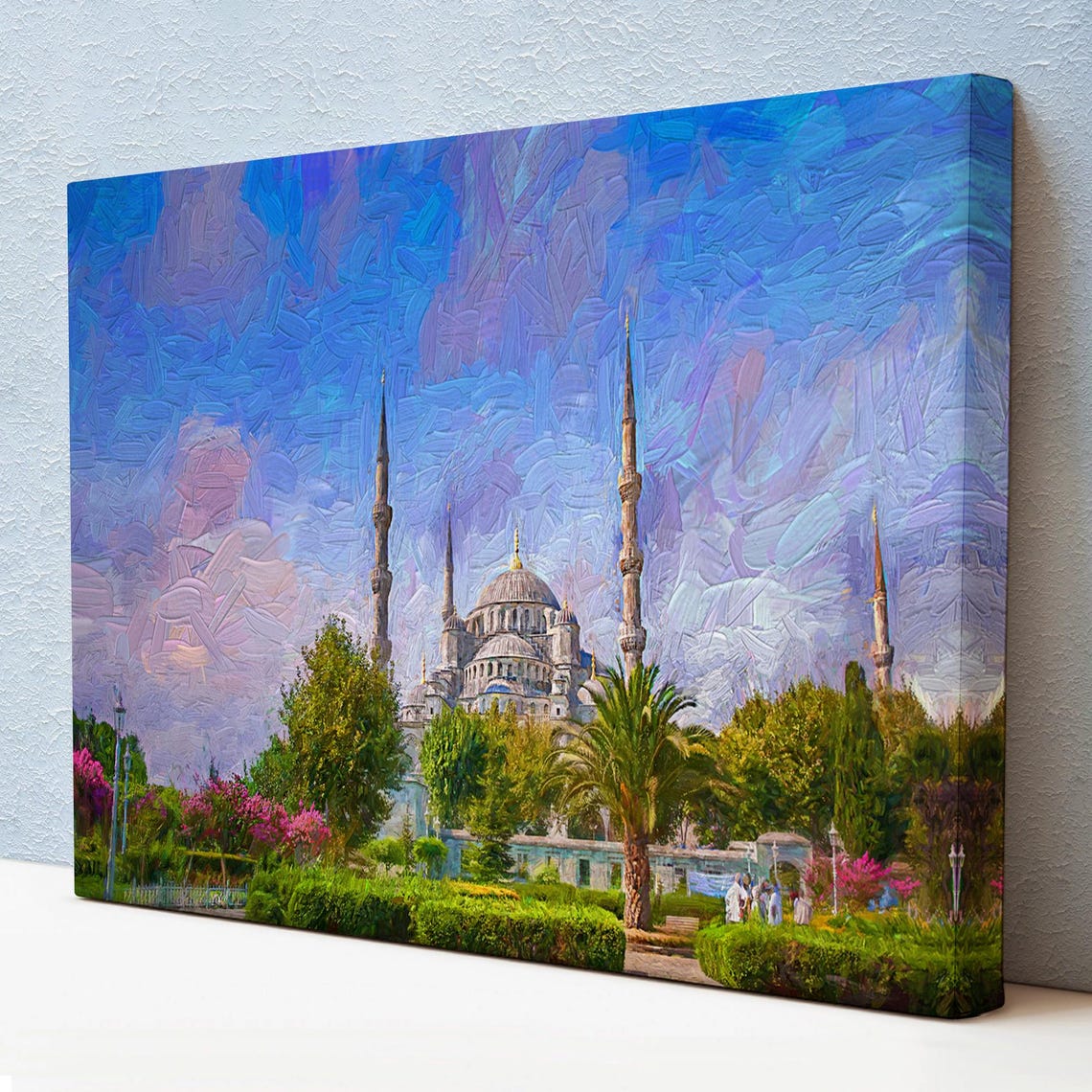 Istanbul Blue Mosque Six Minarets Garden Blue Sky Travel Poster