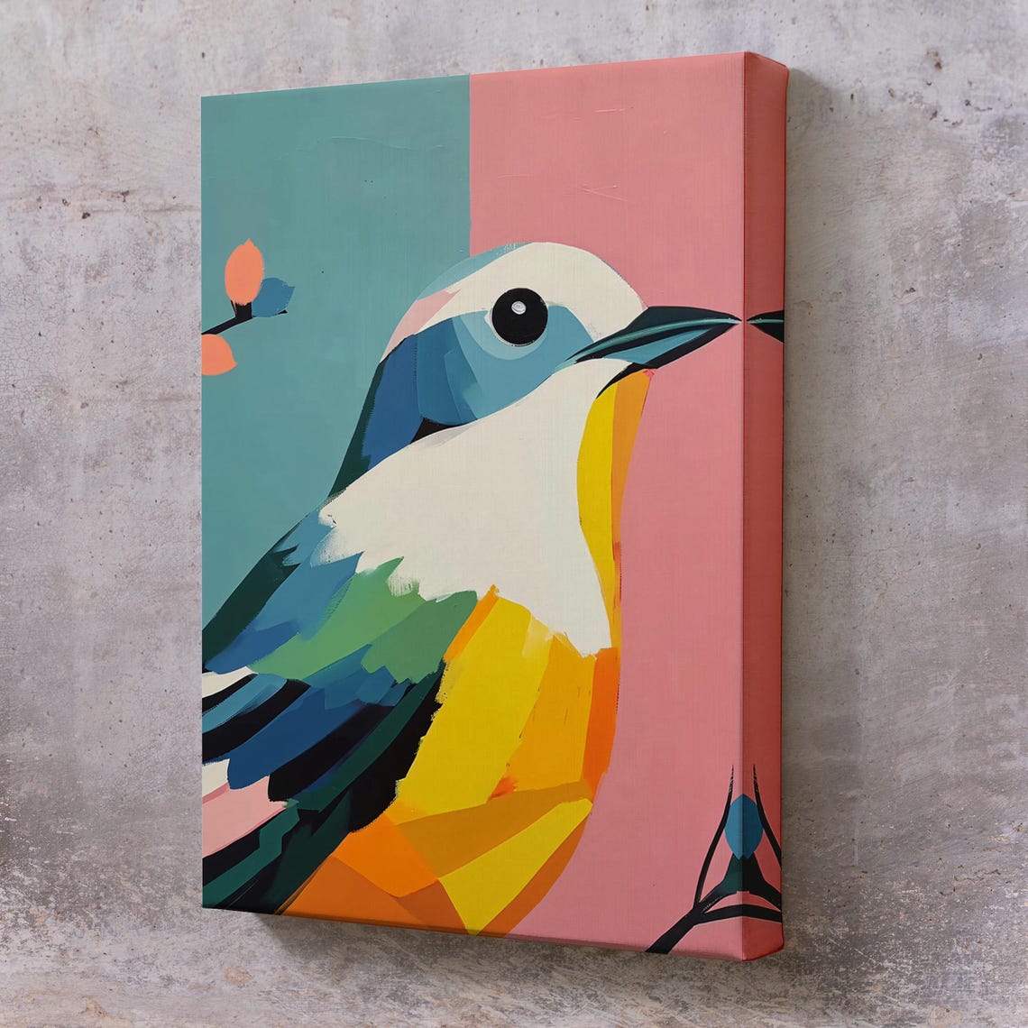 Colorful Abstract Songbird Modern Stylized Bird Portrait Art Poster