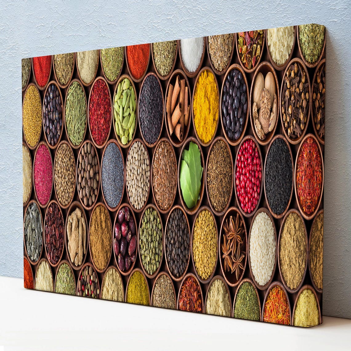 Colorful Spices Wooden Bowls Rustic Kitchen Photography Print