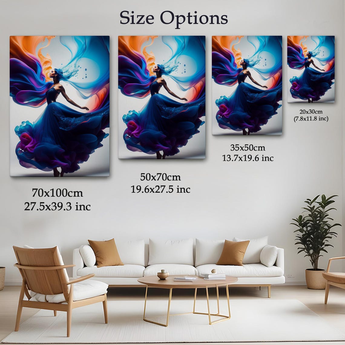 Elegant Dancer Blue Ink Gown Flowing Smoke Modern Feminine Art Print - Image 4