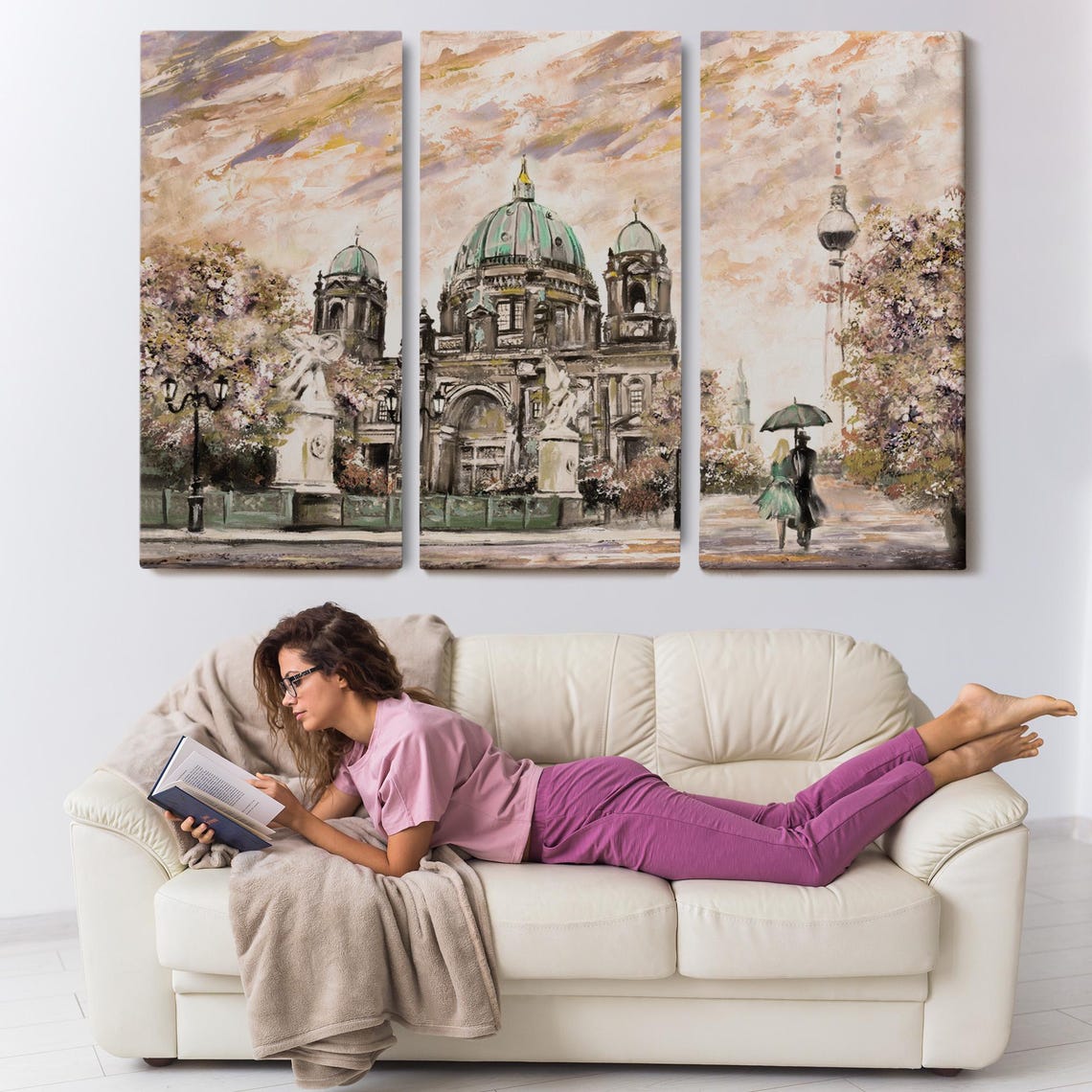 Berlin Cathedral Dome TV Tower Rainy Stroll Couple Germany Poster - Image 3